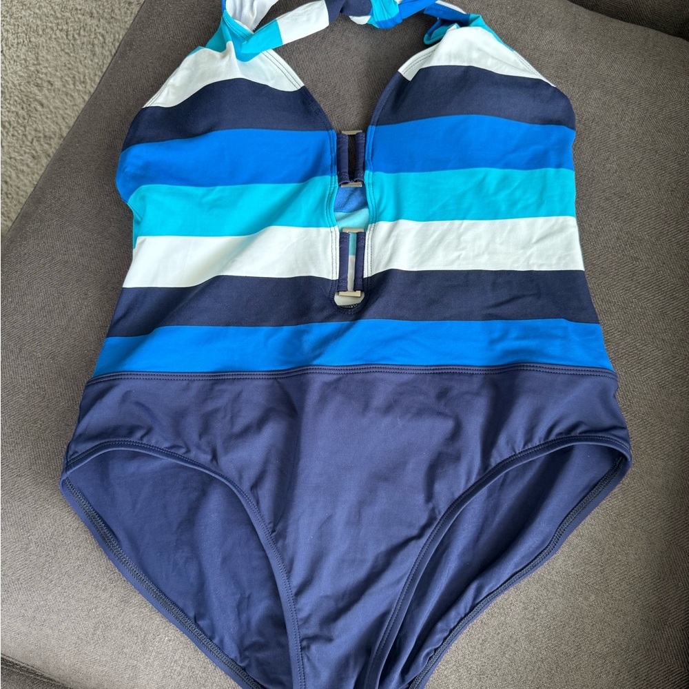 La Blanca Blue Striped One Piece Swimsuit